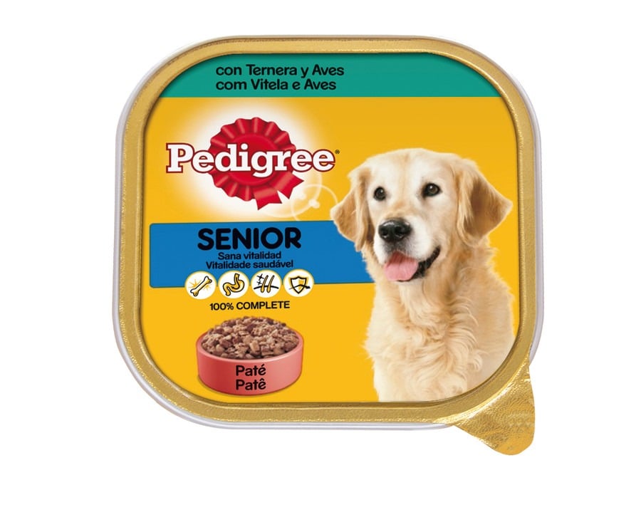 12 terrinas x 300 g Pedigree Vitela e Aves Terrina em Patê para Cães Sénior Pack poupança!