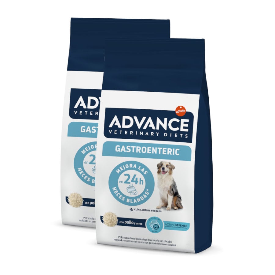 2 x 12 kg Advance Veterinary Diets Gastroenteric ração para cães Pack poupança!