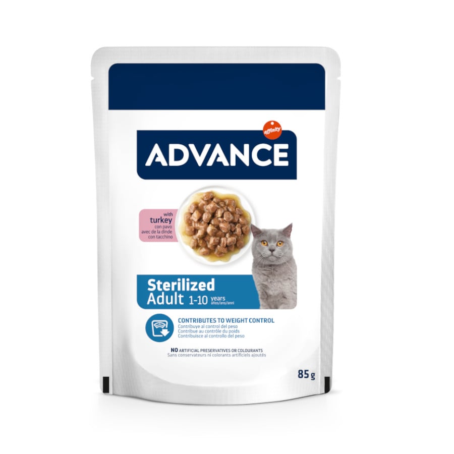 48 saquetas x 85 g Advance Adult Sterilized Peru Saqueta em Molho para gatos Pack poupança!