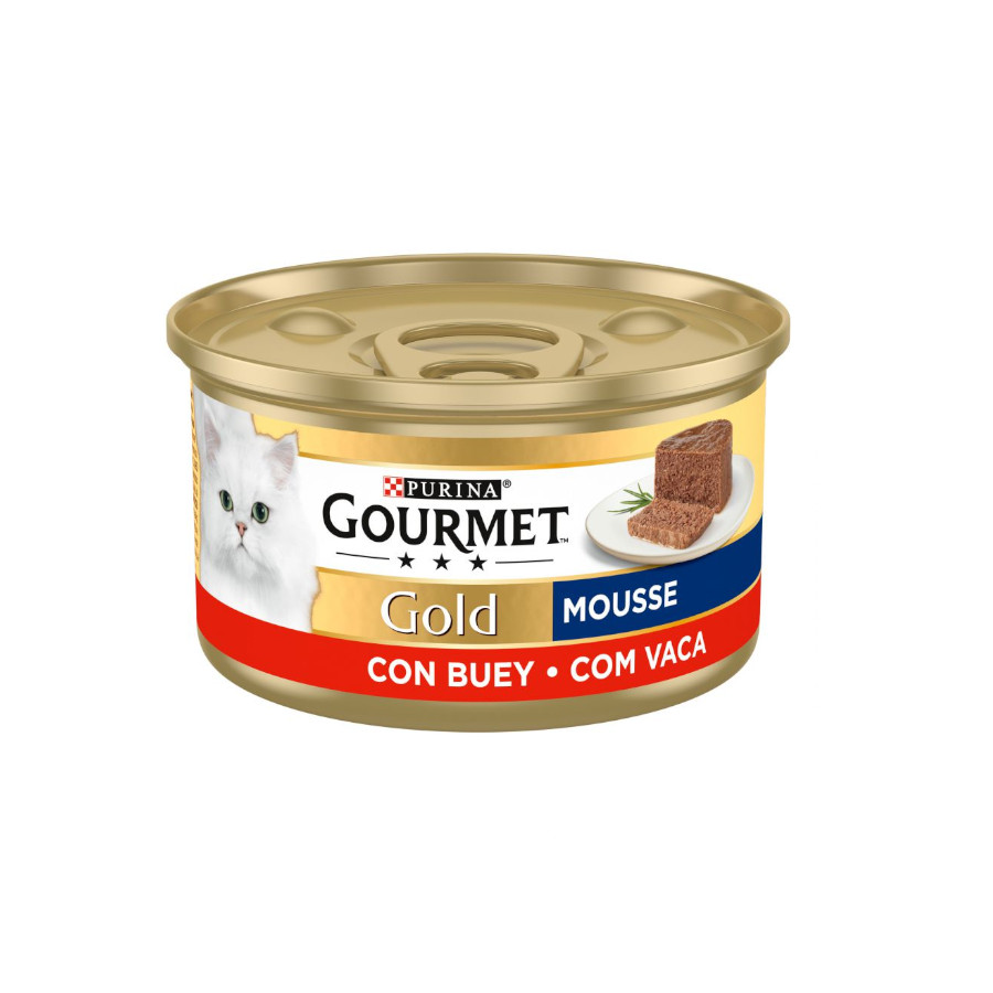 85 g Gourmet Gold Mousse de Carne de Vaca em lata para gatos