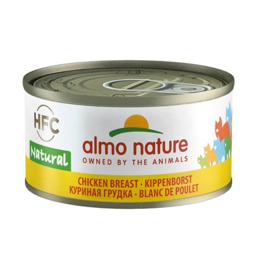 70 g Lata Almo Nature HFC Natural comida com frango para gatos