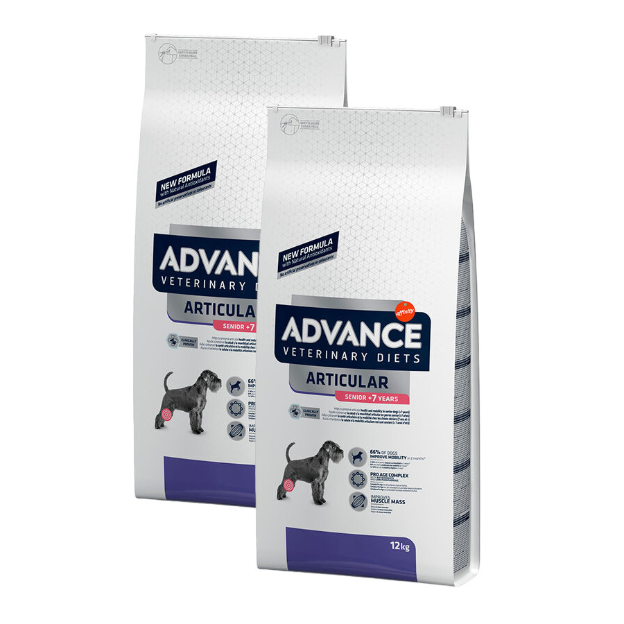 2 x 12 kg Advance Veterinary Diets Articular +7 Frango ração para cães Pack poupança!