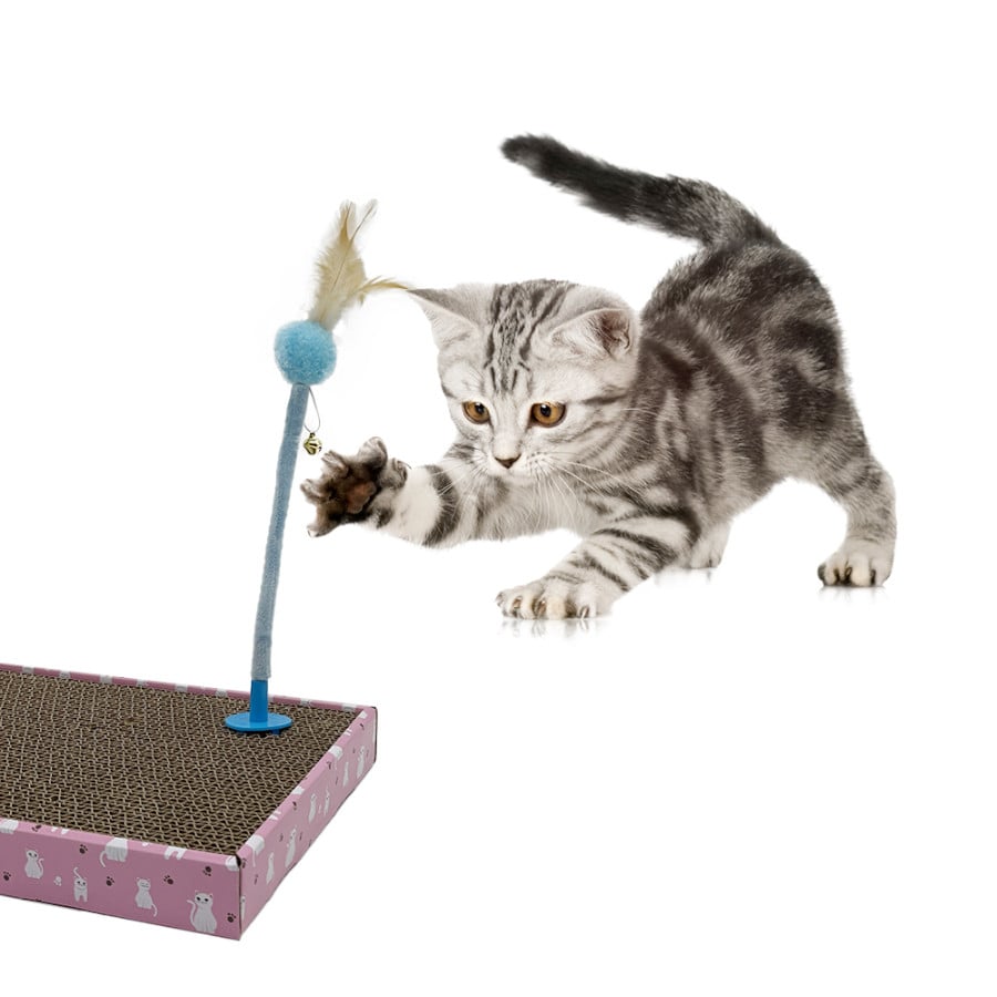 Leeby Babette brinquedo com arranhador e penas para gatos