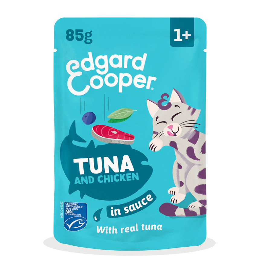 0.085 KG 85 g Edgard & Cooper Comida húmida de atum e frango em molho em saquetas para gatos