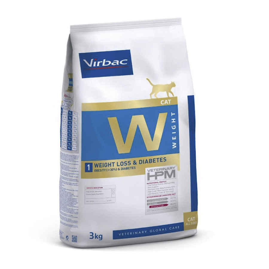7 kg Virbac W1 Weight Loss Diabetes Hpm ração para gatos