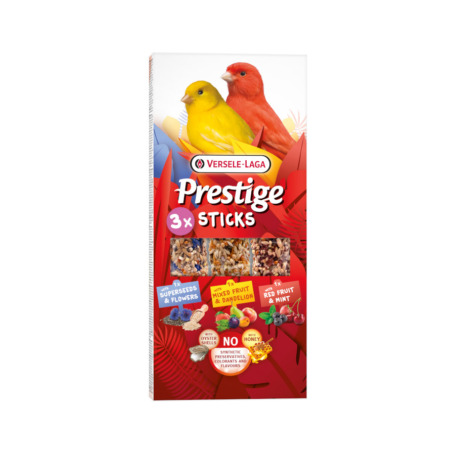0.09 KG Versele-Laga Prestige Sticks Três Sabores para Canários