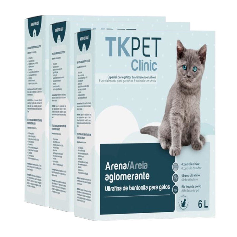 3 x 6 L TK-Pet Clinic Areia Ultrafina para gatos Pack poupança!