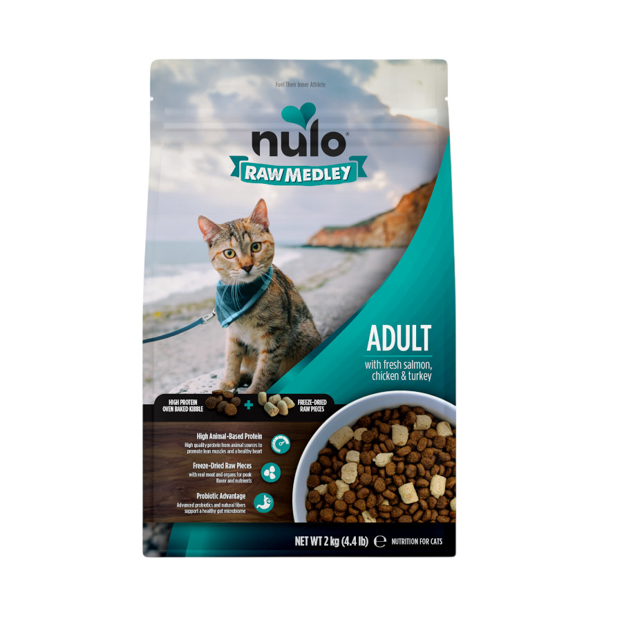 2 KG 2 kg Nulo Raw Medley Ração Salmão, Frango e Peru para gatos