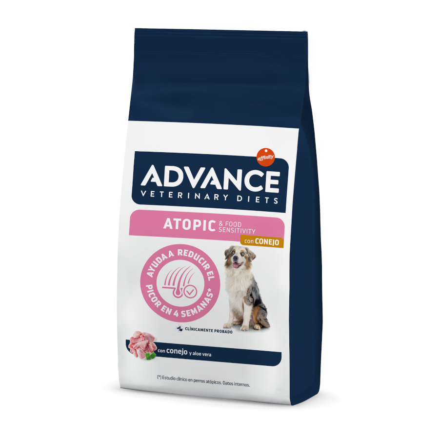 12 kg Advance Veterinary Diets Atopic Coelho e Ervilhas ração para cães