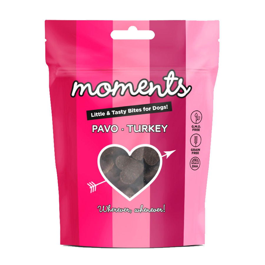 6 pacotes x 60 g Moments Petiscos de peru para cães