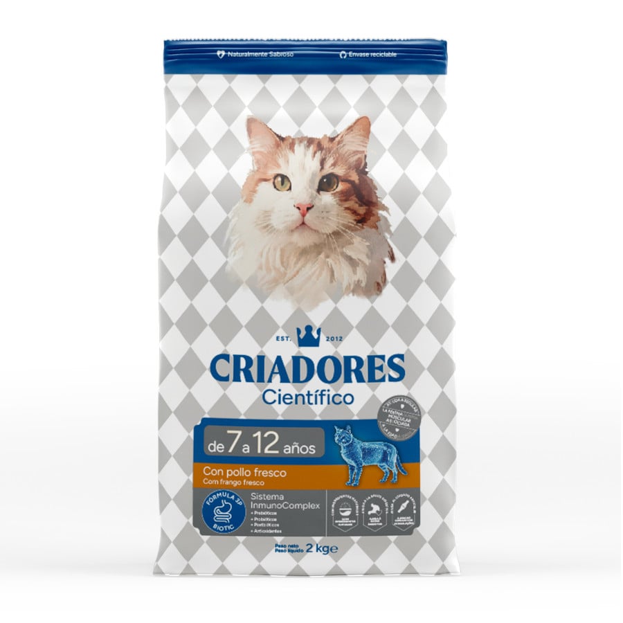Criadores Científico Mature +7 Ração de frango para gatos
