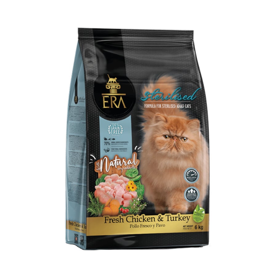 6 KG 6 kg Era Grain Free Pollo y Pavo Pienso para gatos esterilizados