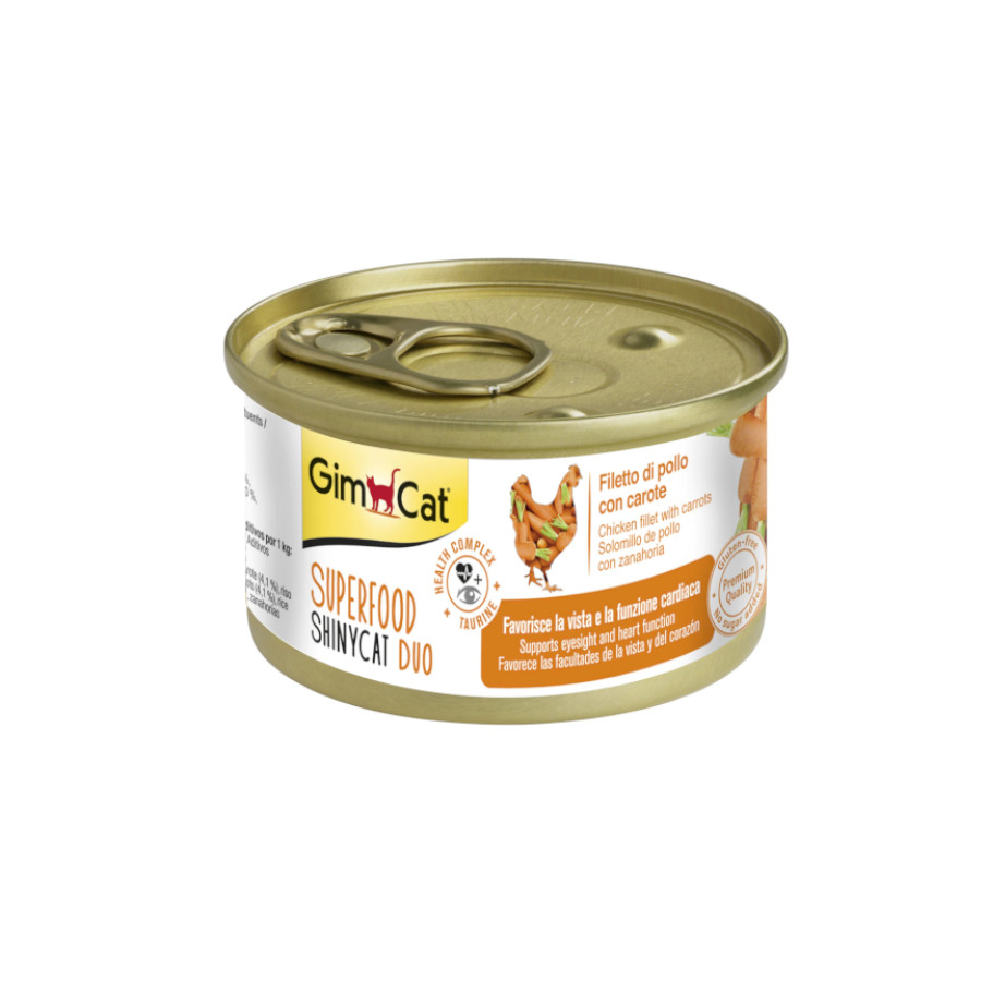 Gimcat Super Food Shiny Cat Duo frango e cenoura lata para gatos, , large image number null