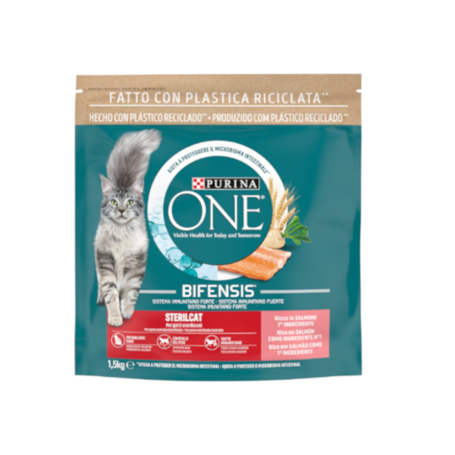 1.5 kg Purina One Adult Bifensis Esterilizado Salmão ração para gatos