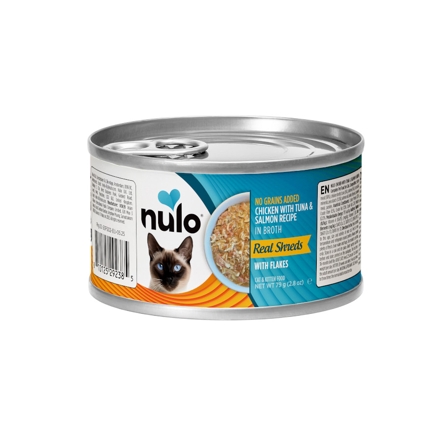 0.17 KG 170 g Nulo Flaked Comida húmida de Frango com Atum e Salmão em lata para gatos