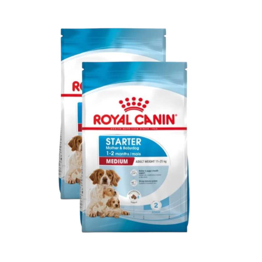 2 x 15 kg Royal Canin Medium Starter Mother&Baby ração para cães Pack poupança!