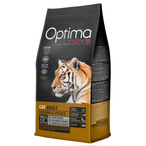 8 kg Optima Nova Grain Free Frango e Batata ração para gatos