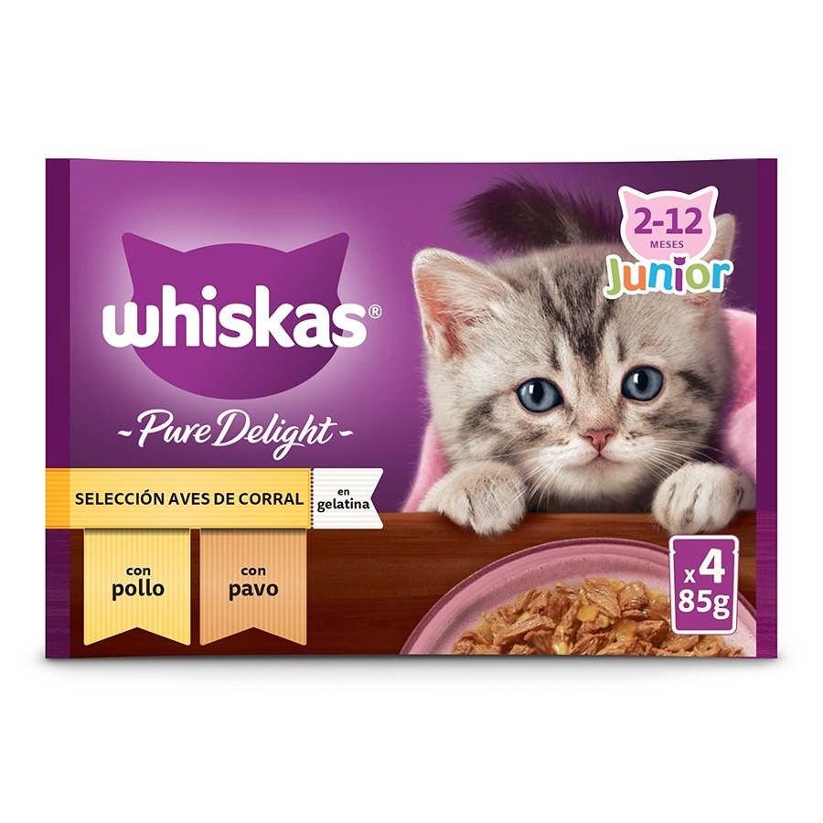 2.04 kg Whiskas Casserole Aves Geleia em Saqueta para Gatos Júnior - Multipack