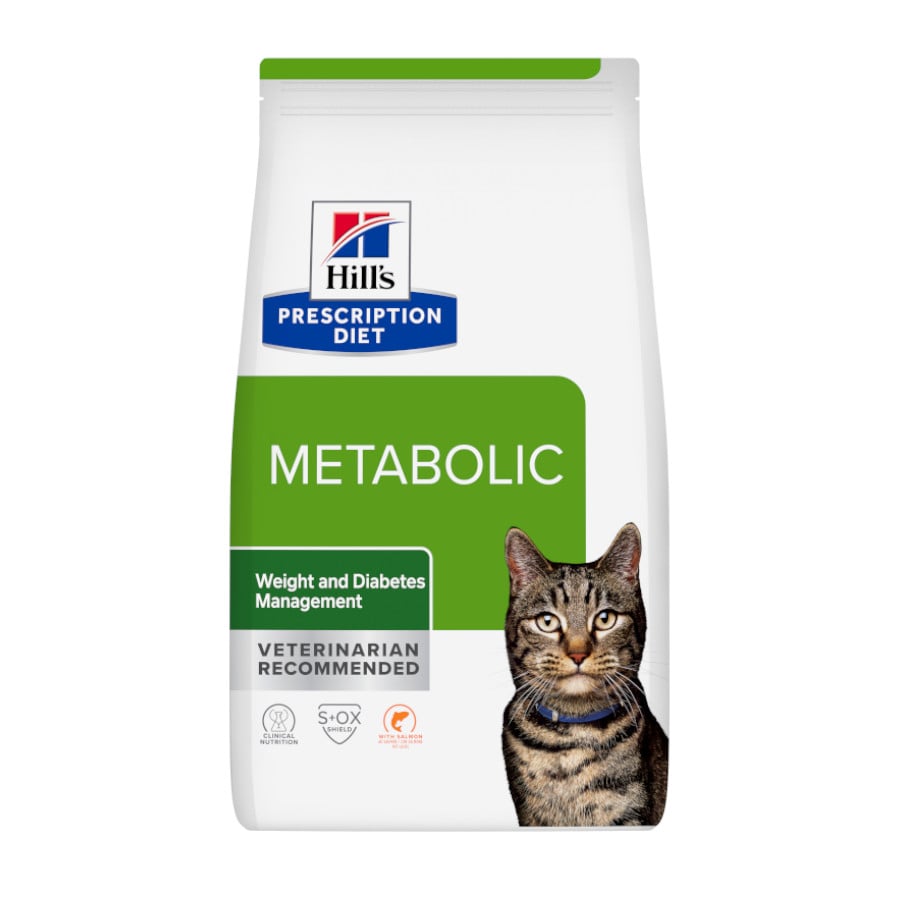 8 KG 8 kg Hill's Prescription Diet Metabolic Ração de salmão para gatos