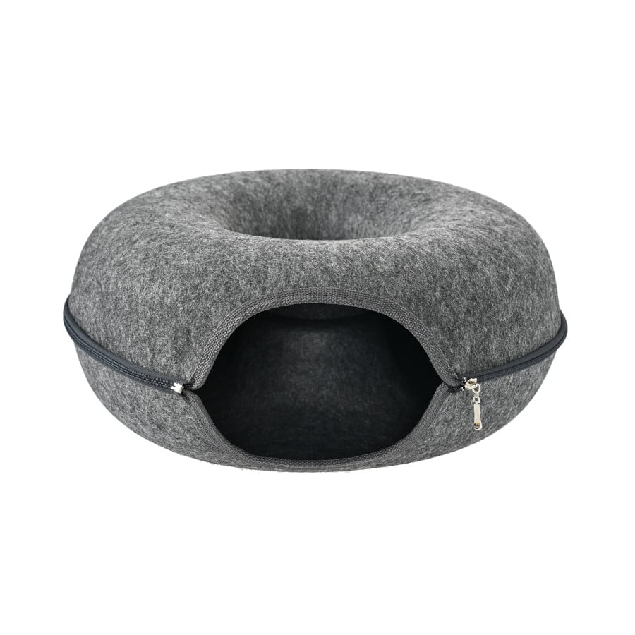 Leeby Cama Túnel Feltro Cinzento para gatos
