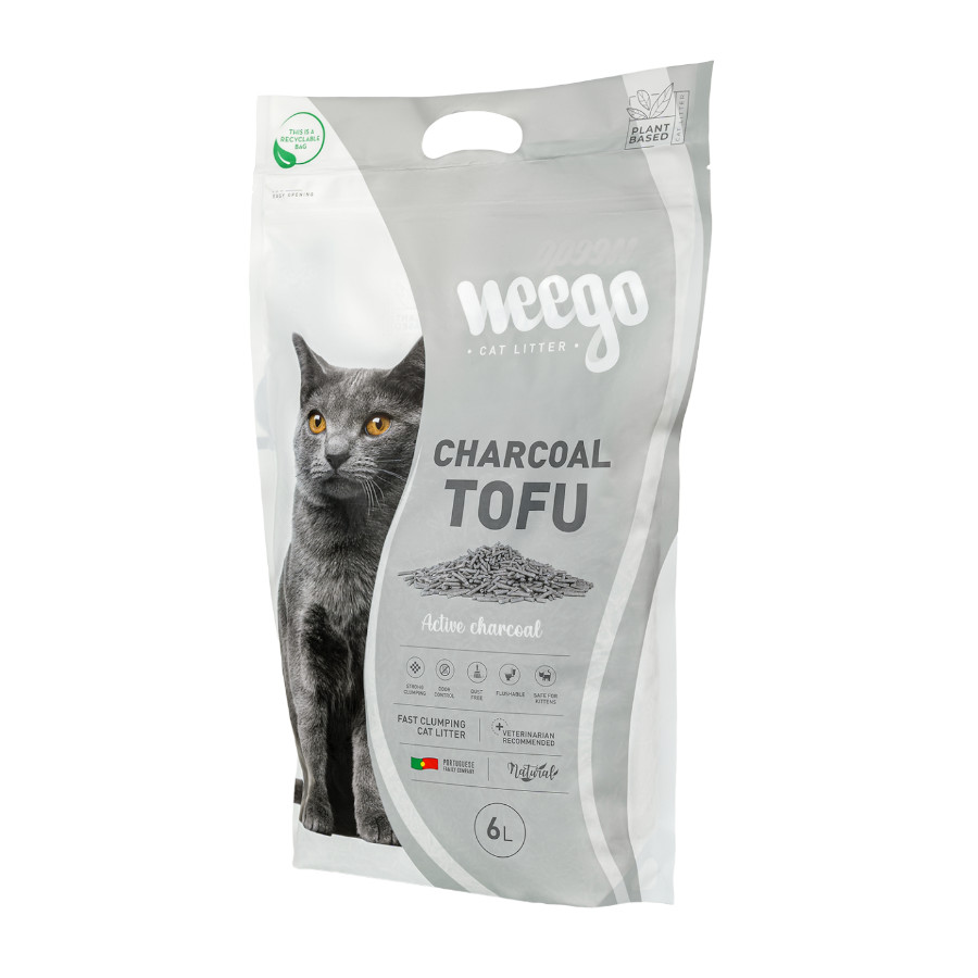 2 KG Weego Charcoal Tofu arena aglomerante para gatos