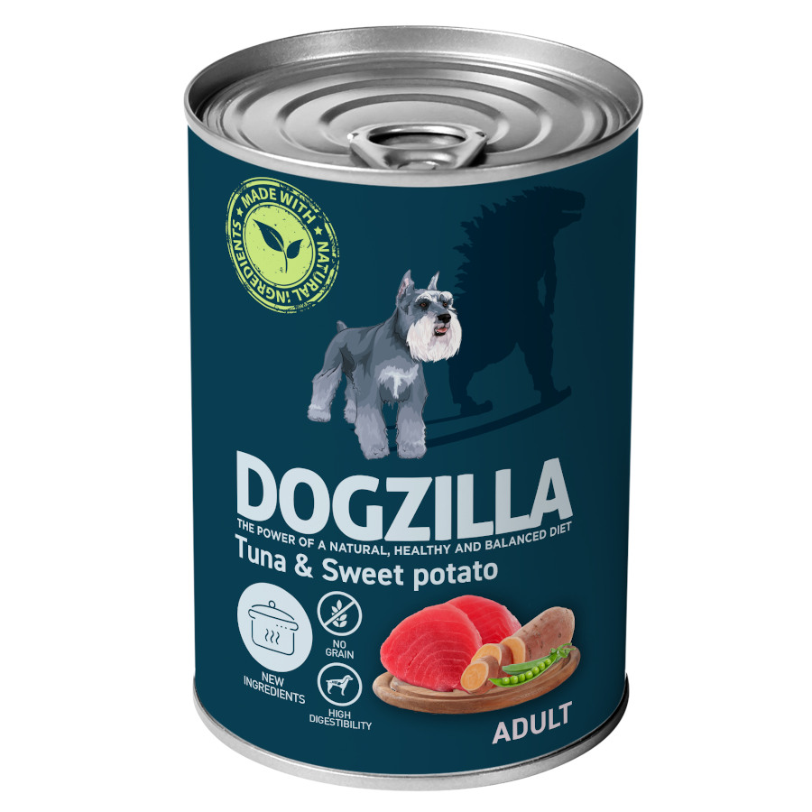 24 latas x 400 g 400 g Dogzilla Adult Atum e Batatas em lata para cãesPack poupança!