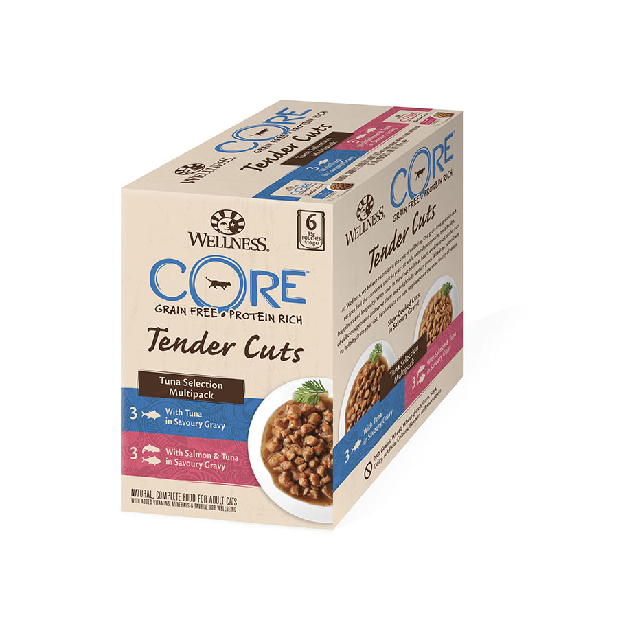 12 saquetas x 85 g Wellness Core Selection Atum saqueta para gatos Pack Poupança!