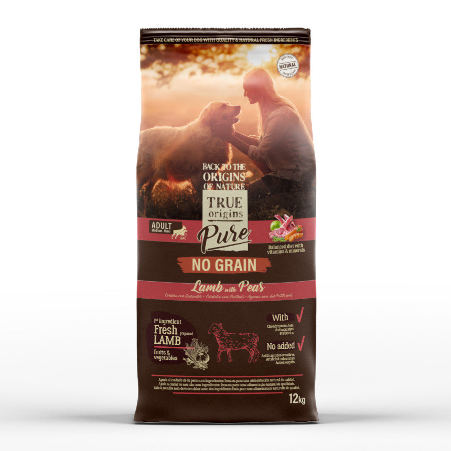 12 KG Ração para cães de cordeiro adulto sem grãos puros True Origins