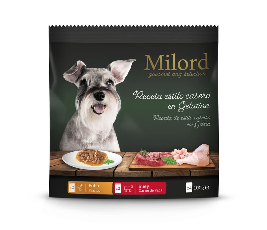 1.2 kg Milord Adult Receita Estilo Caseira em Gelatina com Frango e Boi saquetas para cães - Multipack