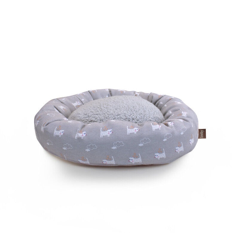 Leeby Cama Donut Antiderrapante Cinzenta para gatos