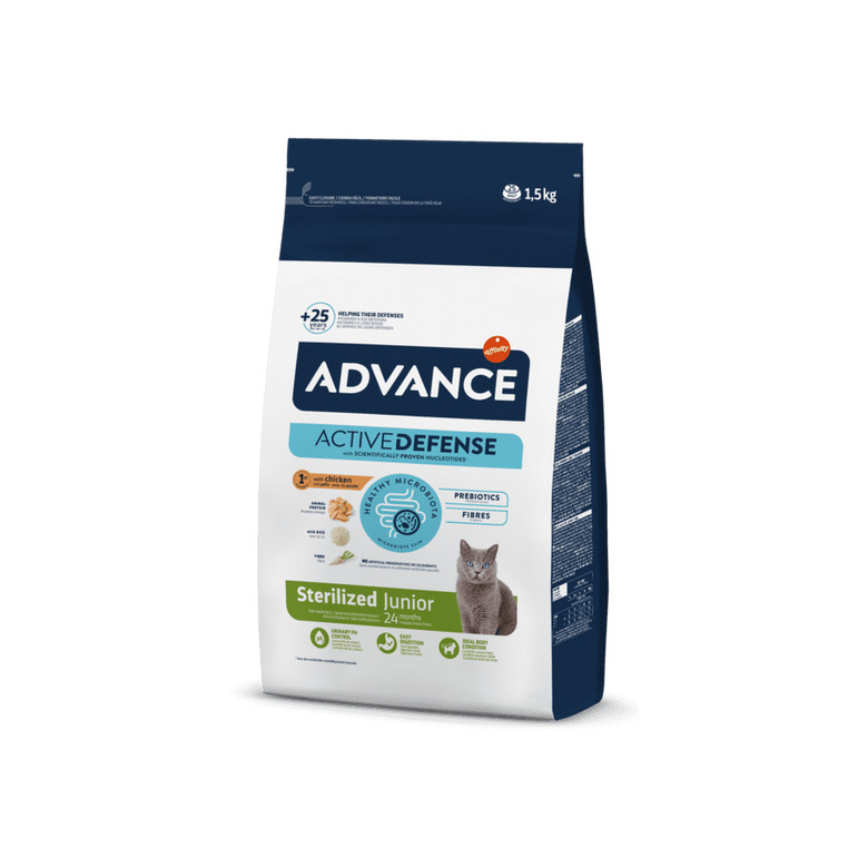 1.5 KG Advance Active Defense Young Sterilized Frango ração para gatos