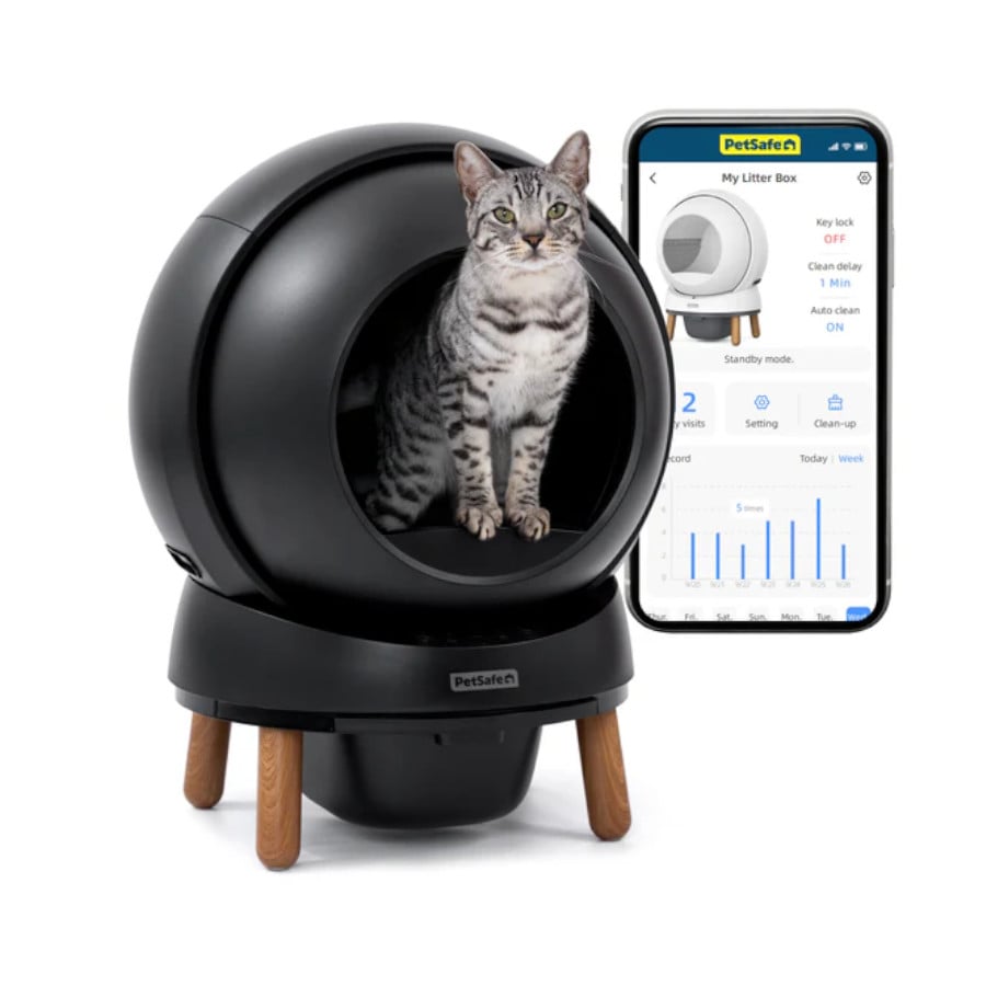 PetSafe SmartSpin Caixa de areia para gatos autolimpante preta