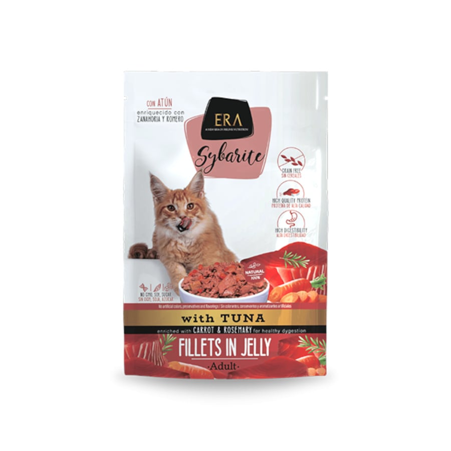 0.085 KG 85 g Era Sybarite Adult Atún Filetes en Gelatina Sobre para gatos