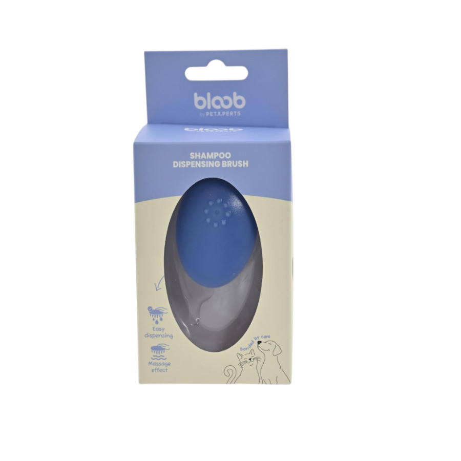 Bloob Escova Doseadora de Champô Azul e Branca para cães e gatos