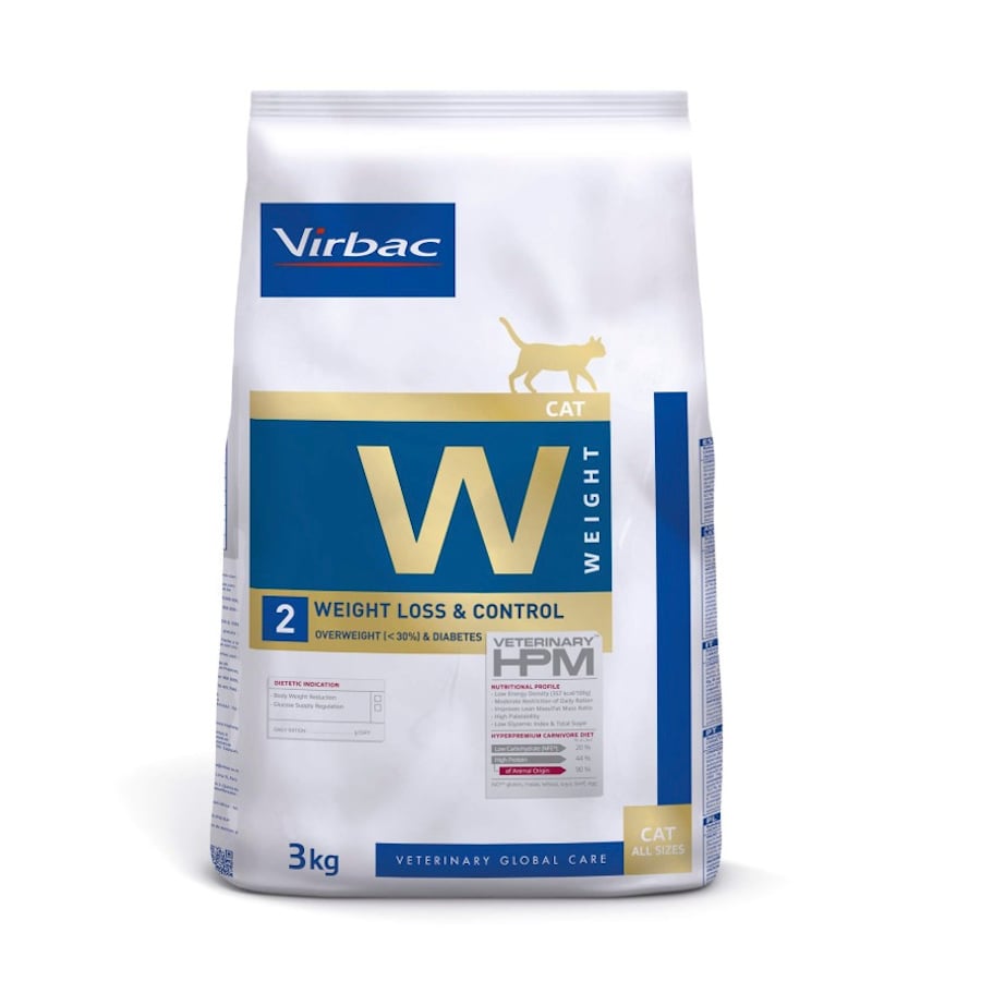 3 kg Virbac W2 Weight Loss Control Hpm ração para gatos