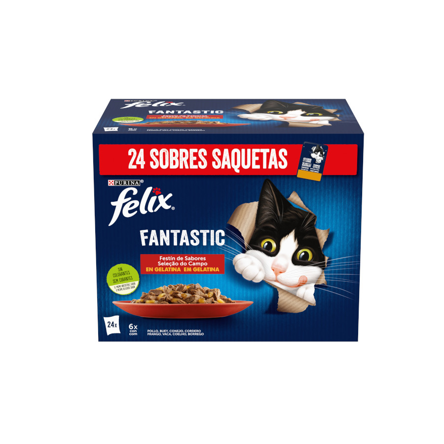 2.04 KG 24 saquetas x 85 g Felix Seleção de carnes em gelatina