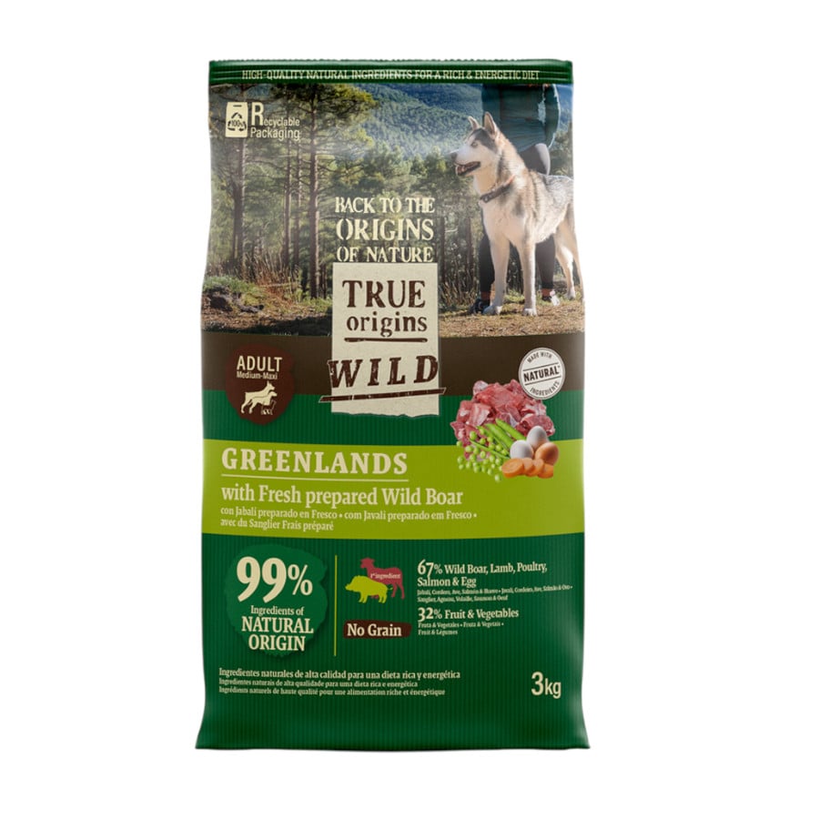 True Origins Wild Greenlands ração para cães.