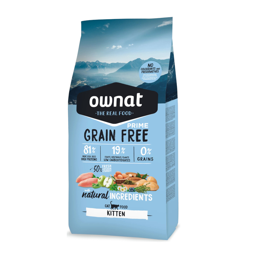 3 KG 3 kg Ownat Kitten Prime Grain Free ração