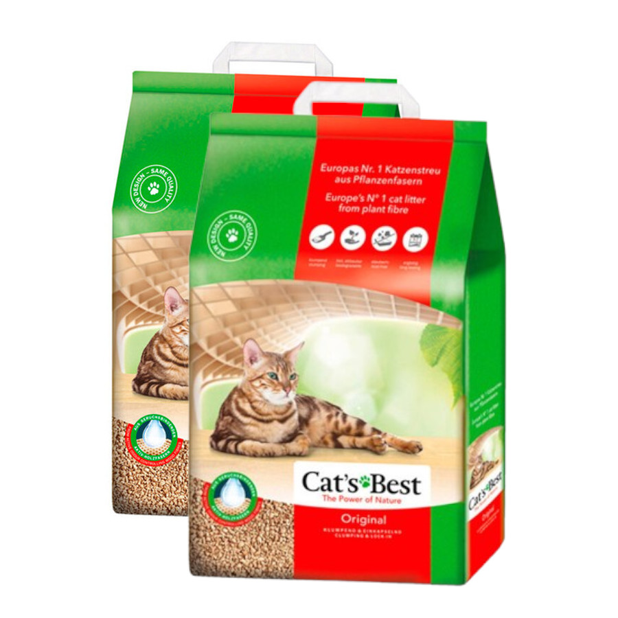 2 x 8.6 kg Cat's Best Öko Plus Absorvente Vegetal para gatos Pack poupança!