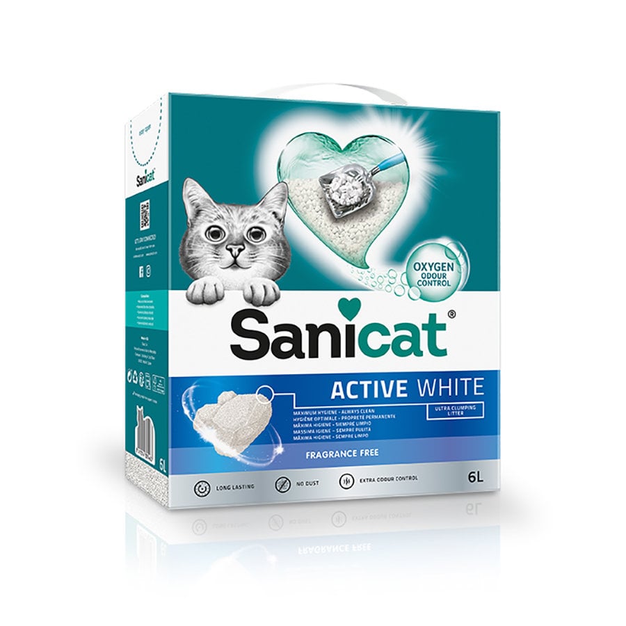 6 L Sanicat Clumping White Areia Aglomerante Branca para gatos