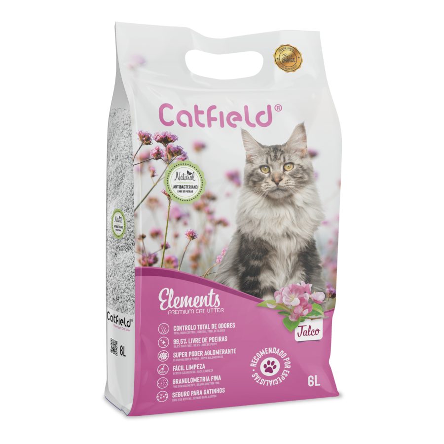 4.25 KG 6 L Catfield Elements Areia Aglomerante Natural Talco para Gatos