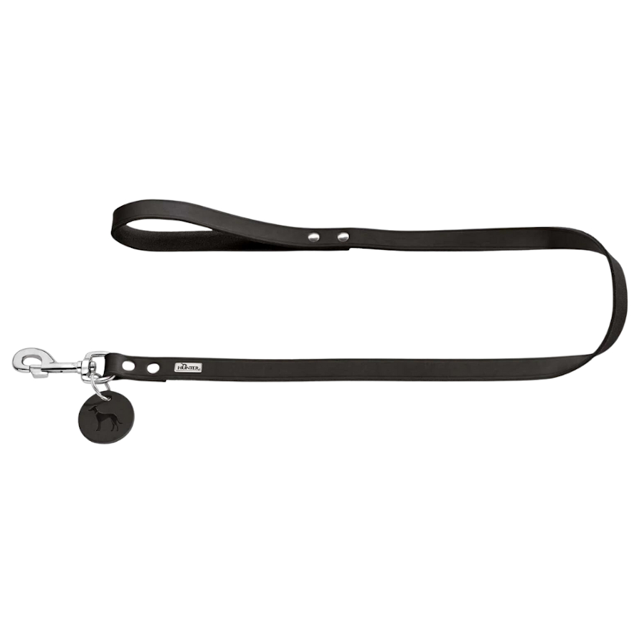 Hunter Trela de Couro Negro para cães