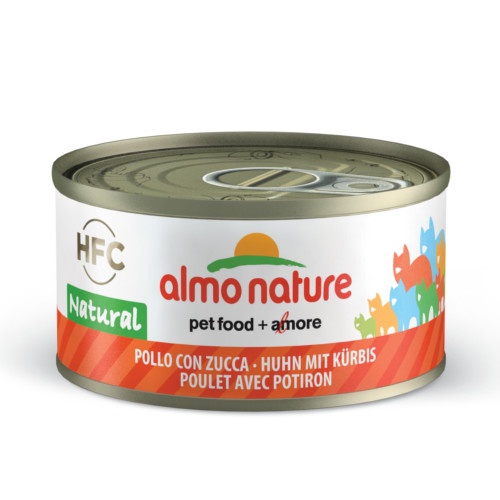 24 latas x 70 g Almo Nature HFC Natural frango e abóbora comida húmida para gatos Pack poupança!