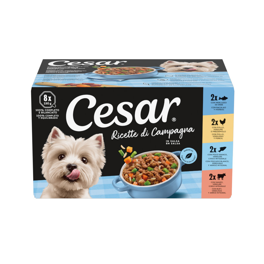 1.2 KG 8 tarrinas x 150 g Cesar Recetas Campesinas en salsa tarrina para perros