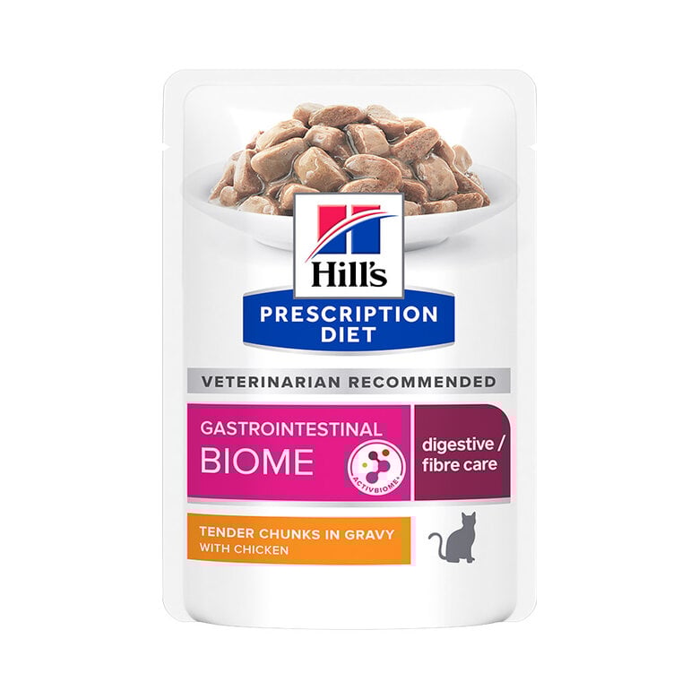 24 saquetas x 85 g Hill's Prescription Diet Feline GI Biome Digestive Care Frango e Legumes em molho Saqueta Pack poupança!