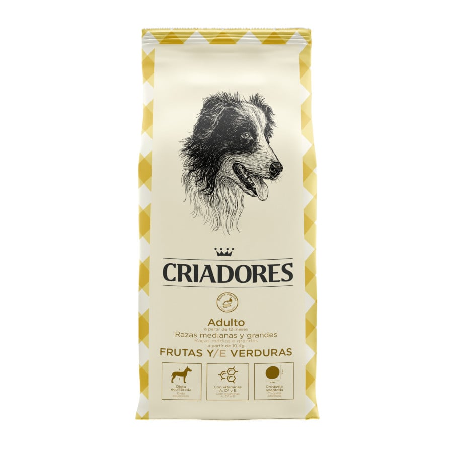 3 kg Criadores Frutas e Legumes ração para cães raças médias e grandes