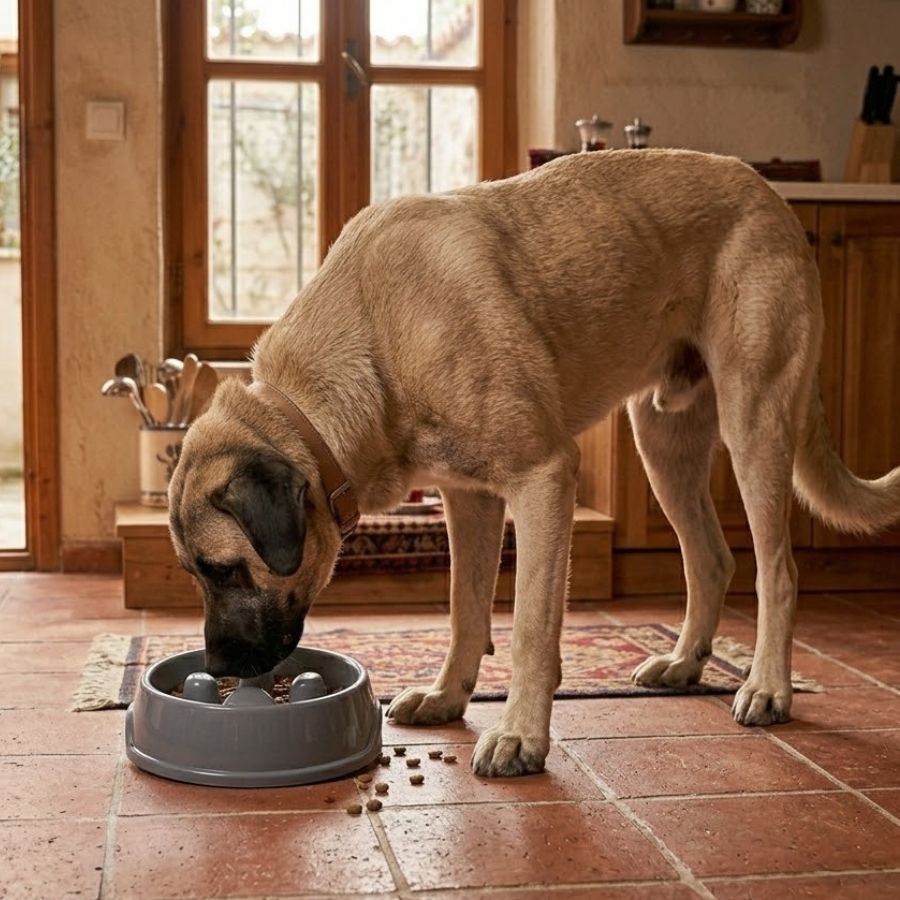 Leeby Comedouro Antivoracidade Azul com Relevo de Pata para cães