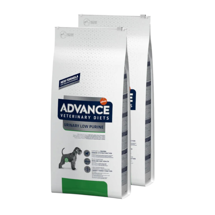 2 x 12 kg Advance Urinary Low Purine ração para cães Pack poupança!