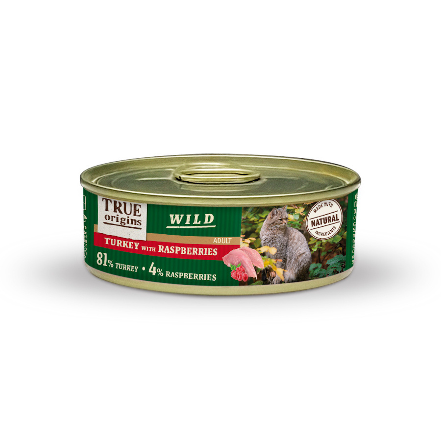 12 latas x 85 g True Origins Wild Adult de Peru e Framboesa lata para gatos Pack poupança!