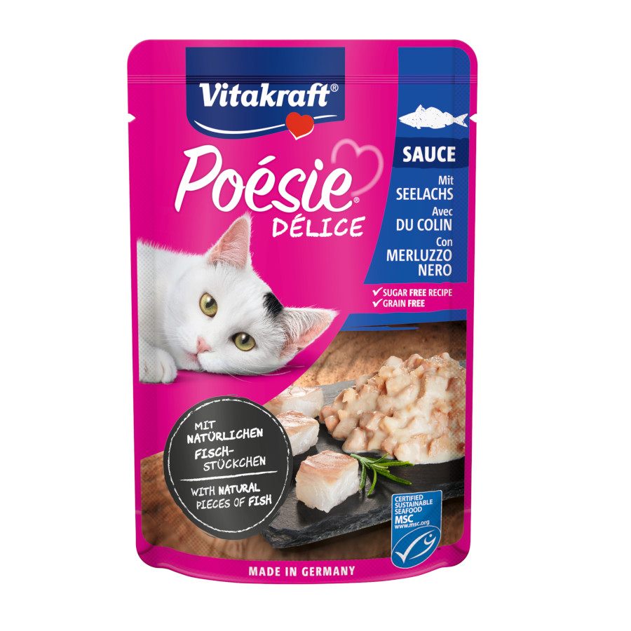 24 saquetas x 85 g Vitakraft Poésie Salmão saquetas em molho para gatos Pack poupança!